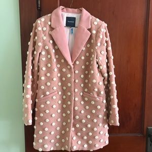 ModCloth pink and white wool winter coat